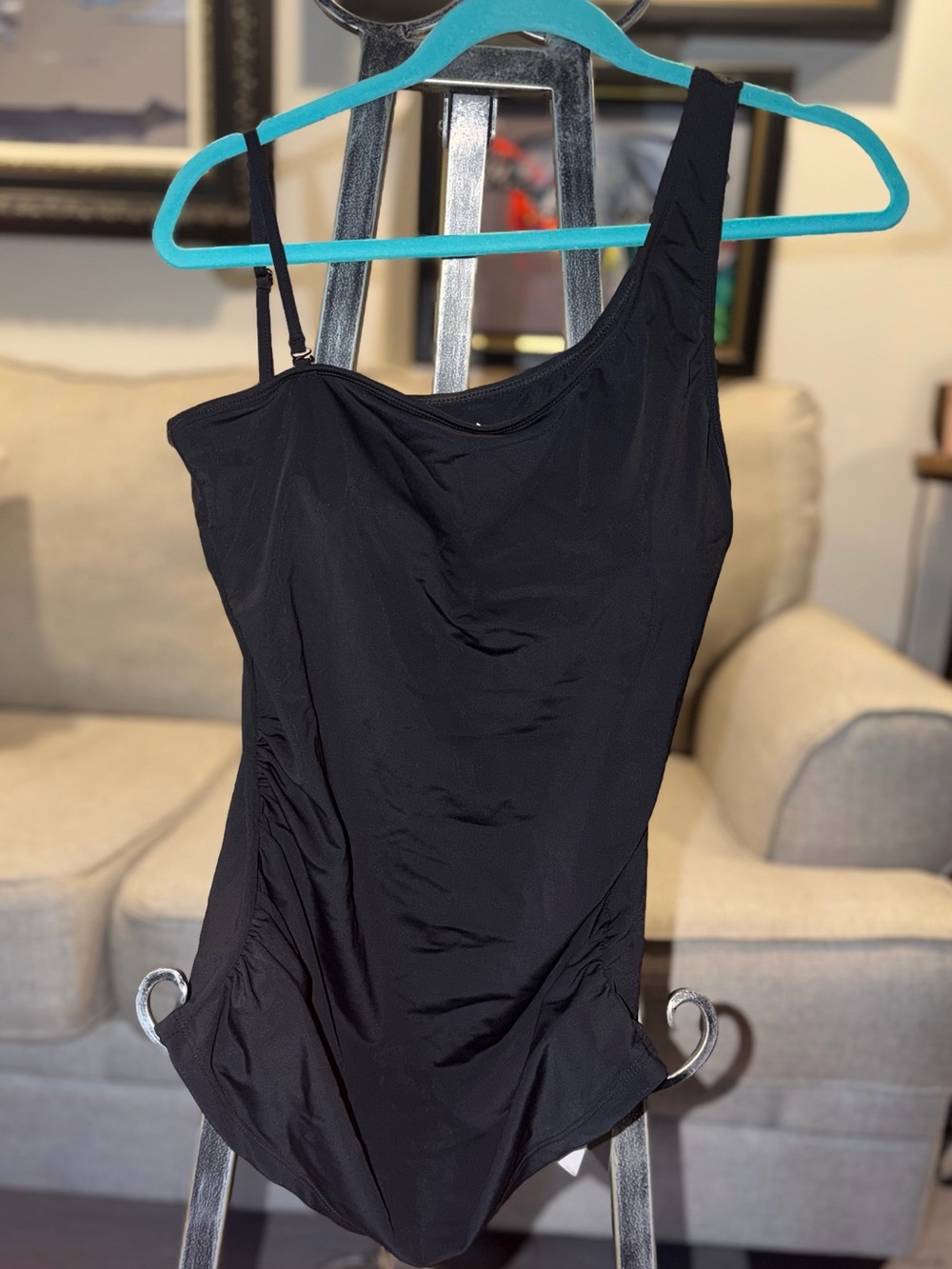 One-Shoulder Black Tankini